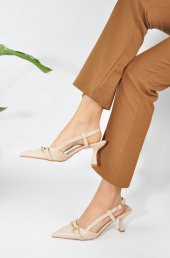 Deri Toka Detay Rahat Kadın Stiletto - 1