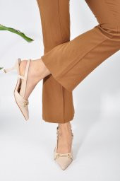 Deri Toka Detay Rahat Kadın Stiletto - 6