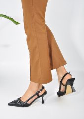 Deri Toka Detay Rahat Kadın Stiletto - 8