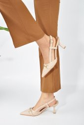 Deri Toka Detay Rahat Kadın Stiletto - 9