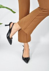 Deri Toka Detay Kadın Stiletto - 3