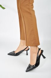 Deri Toka Detay Kadın Stiletto - 4