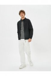 Fermuarlı Sweatshirt Cep Detaylı Yuvarlak Yaka Çıtçıt Düğmeli - 3