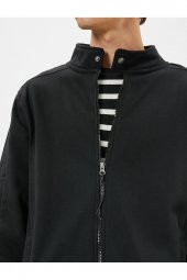 Fermuarlı Sweatshirt Cep Detaylı Yuvarlak Yaka Çıtçıt Düğmeli - 4