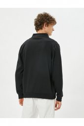 Fermuarlı Sweatshirt Cep Detaylı Yuvarlak Yaka Çıtçıt Düğmeli - 5