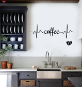 Kahve Barları Duvar Sticker Kahve Logo Kelime Kalp Atışı Enerji Kalp Fasulye Çıkartmaları - 1