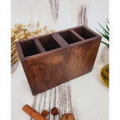 Standlı Ahşap Tahta Kaşık Seti Yemek Servis Sunum Kaşık Seti Ağaç Kaşıklık ( 6 Parça ) - 6