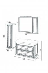 Banyo Dolabı Seramik Lavabo Albatros 100 cm Alt Modül - 3