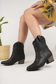 Muggo Cowboy Garantili Kadın Şık Tarz ve Rahat Kışlık Topuklu Bot - 1
