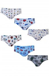 Dode Flora Tutku 0255 Erkek Çocuk Elastan Empirme Pamuklu 6 lı Slip Külot - 1