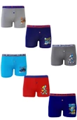 Dode Flora Tutku 0253 Erkek Çocuk Karışık Desenli Ekonomik 6 lı Paçalı Boxer - 1