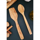 Zeytin Ağacı Ahşap Tahta Kaşık Spatula Seti 2 Parça ( ZEYTİN AĞACI ) Ağaç Kaşık - 1