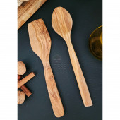 Zeytin Ağacı Ahşap Tahta Kaşık Spatula Seti 2 Parça ( ZEYTİN AĞACI ) Ağaç Kaşık - 2