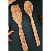 Zeytin Ağacı Ahşap Tahta Kaşık Spatula Seti 2 Parça ( ZEYTİN AĞACI ) Ağaç Kaşık - 4