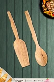 Zeytin Ağacı Ahşap Tahta Kaşık Spatula Seti 2 Parça ( ZEYTİN AĞACI ) Ağaç Kaşık - 1