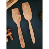 Zeytin Ağacı Ahşap Tahta Kaşık Spatula Seti 2 Parça ( ZEYTİN AĞACI ) Ağaç Kaşık - 1
