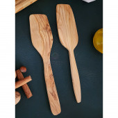 Zeytin Ağacı Ahşap Tahta Kaşık Spatula Seti 2 Parça ( ZEYTİN AĞACI ) Ağaç Kaşık - 3