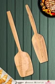 Zeytin Ağacı Ahşap Tahta Kaşık Spatula Seti 2 Parça ( ZEYTİN AĞACI ) Ağaç Kaşık - 1
