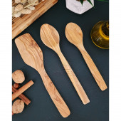 Zeytin Ağacı Ahşap Tahta Kaşık Spatula Seti ( ZEYTİN AĞACI ) Ağaç Kaşık - 1