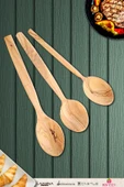 Zeytin Ağacı Ahşap Tahta Kaşık Spatula Seti ( ZEYTİN AĞACI ) Ağaç Kaşık 3 Parça - 1