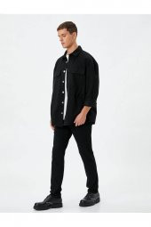 4WAM40031ND Koton Erkek Slim BRAD Jean Pantolon SİYAH - 6