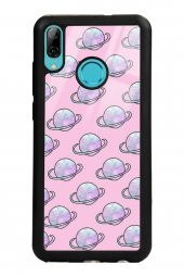 Spoyi Huawei P Smart (2019) Pembe Saturn Tasarımlı Glossy Telefon Kılıfı - 1