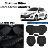 Peugeot 207 2006-2012 Arası Siyah Deri Oto Koltuk Minderi - 1