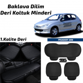 Peugeot 206 1998-2012 Arası Siyah Deri Oto Koltuk Minderi - 1