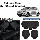 Opel Corsa D 2007-2017 Siyah Deri Oto Koltuk Minderi - 1