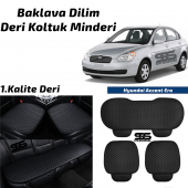 Hyundai Accent Era 2006-2012 Arası Siyah Deri Oto Koltuk Minderi - 1