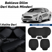 Ford FOCUS 4 2018- Sonrası Siyah Deri Oto Koltuk Minderi - 1