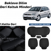 Ford Fiesta 2003-2008 Arası Siyah Deri Oto Koltuk Minderi - 1