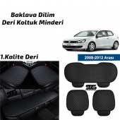 Volkswagen Golf 6 2008-2012 Siyah Deri Oto Koltuk Minderi - 1