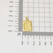 U Harf Kolye 14 Ayar Kare Altın Plakalı thumbnail 5