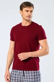 Cacharel Erkek Bisiklet Yaka Likralı T-shirt Bordo thumbnail 2