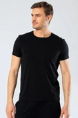 Cacharel Erkek Siyah Bisiklet Yaka Likralı T-shirt - 2