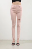 Kadın Pudra Yırtık Detaylı Jean Pantolon thumbnail 7