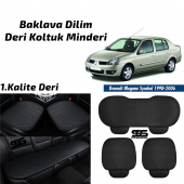 Renault Clio 2 1998-2006  Siyah Deri Oto Koltuk Minderi - 1