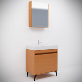 Banyo Dolabı 80 Cm Bambu MDF Komple Takım - 2