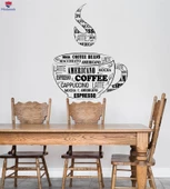 Kahve Barları Duvar Sticker Kahve Fincanı Dükkanı Sözler Mutfak Yemek Odası Eşsiz Hediyelik - 1