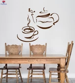 Duvar Çıkartmaları Kahve Barları Sticker Mutfak Çay Kahve Su Isıtıcısı Fincan Restoran Benzersiz Hediyelik - 1