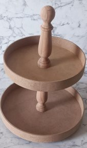 Hobi Adn 90195 Sunumluk İkili Set HAM Yuvarlak Kayın MDF Kutuda Sevk El Yapım - 6