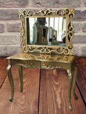 Dresuar 17413 Aslan Ayak Model Kayın TORNA Parlak GOLD Lake ÇEKMECE Ayna Lüx Oyma - 4