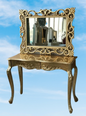 Dresuar 17413 Aslan Ayak Model Kayın TORNA Parlak GOLD Lake ÇEKMECE Ayna Lüx Oyma - 5