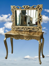 Dresuar 17413 Aslan Ayak Model Kayın TORNA Parlak GOLD Lake ÇEKMECE Ayna Lüx Oyma - 6