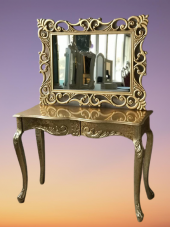 Dresuar 17413 Aslan Ayak Model Kayın TORNA Parlak GOLD Lake ÇEKMECE Ayna Lüx Oyma - 8