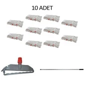 Cod-Ex Geniş Islak Paspas Mop Takımı Seti - 10 Adet Geniş Islak Mop Başlığı  + Metal Sap + Mop Tutucu thumbnail 2