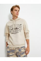 Kapşonlu Sweatshirt İşleme Detaylı Uzun Kollu - 2