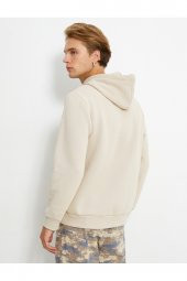 Kapşonlu Sweatshirt İşleme Detaylı Uzun Kollu - 4