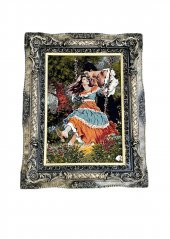 Çardaktaki Çift Adlı İran Tebriz Halı Tablo 97x76cm - Duvar Halı Kilim Tablo - 1